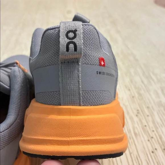 Little Kids OnCloud On Cloudswift Running Sneaker Shoes (Grey/Orange) - Picture 8 of 11
